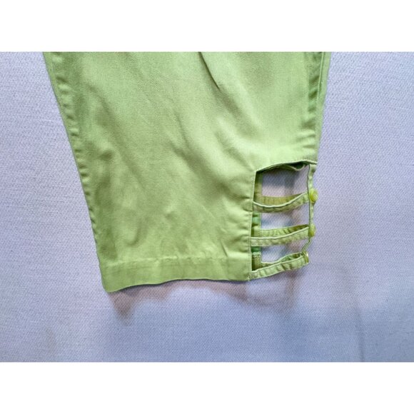 Sea Suns Women’s Capri Pants Flat Front Size Large Lime Green Relaxed Fit Casual - Picture 4 of 12